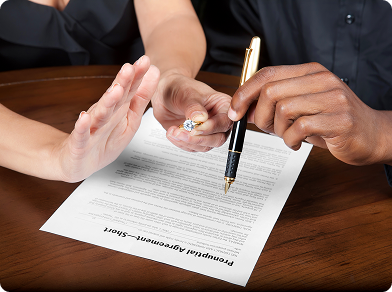 Signing prenuptial agreement